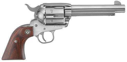 Ruger Vaquero Revolver 45 Colt (LC) 4.62" Barrel 6 Shot Cylinder High Gloss Stainless Steel Hardwood Grip