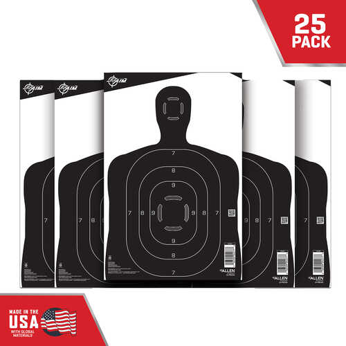Allen EZ AIM Adhesive Bullseye 12"x18" Square 25 Pack Black/White 15447