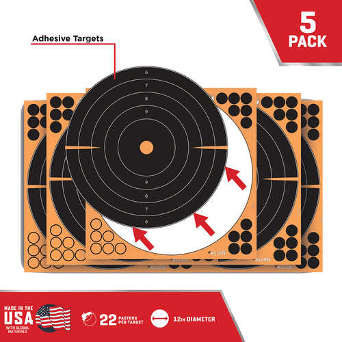 Allen EZ AIM Adhesive Bullseye 12" Square 10 Pack Black/Orange 1531710