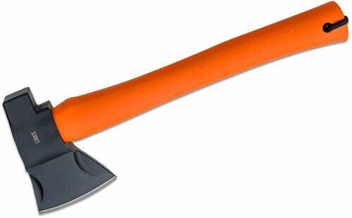 Columbia River CRKT Chogan 3.16" Black 1055 Carbon Steel Blade Grn Orange Handle 1.48 Lb Long Axe