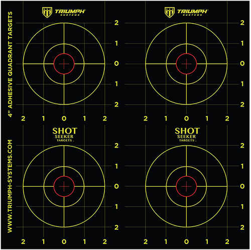 Triumph Systems Shot Seeker Reactive Target Self-Adhesive Four 4" Bullseye Black/Yellow 10 Pack