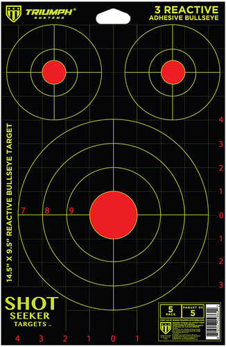 Triumph Systems Shot Seeker Reactive Target Self-Adhesive 3 Bullseye Black/Red/Yellow 5 Pack