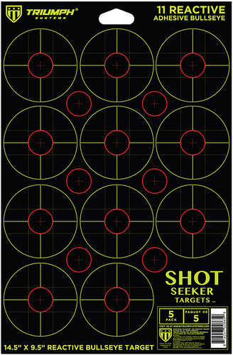 Triumph Systems Shot Seeker Reactive Target Self-Adhesive Eleven 3" Bullseye Black/Red/Yellow 5 Pack