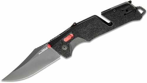 S.o.g Sog-11-12-01 Trident At 3.70" Folding Clip Point Plain Black Tini Cryo D2 Steel Blade/black W/red Accents Grn Hand