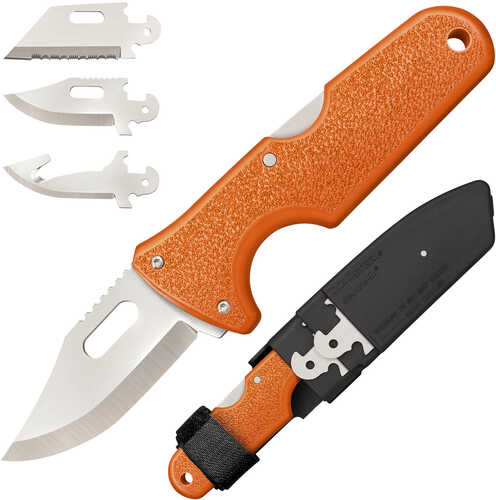Cold Steel 40 Alz Click-n-cut Hunter 2.50" Fixed Bowie/gut Hook/plain/serrated Satin 420j2 Ss Blade/orange Abs Handle