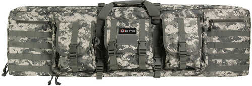 G*Outdoors Double Rifle Case A-TACS Au 600D Polyester With 2 Padded Pistol Sleeves, MOLLE Webbing & Lockab