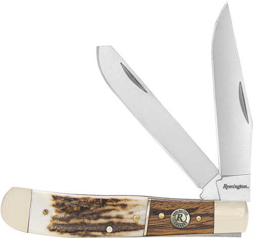 Remington Accessories 15652 Guide Trapper Folding Stainless Steel Blade Brown/white/silver W/remington Shield Stag Bone/