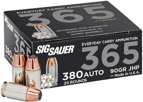 Sig Sauer 365 380 ACP V-Crown Ammo 20 Round Box