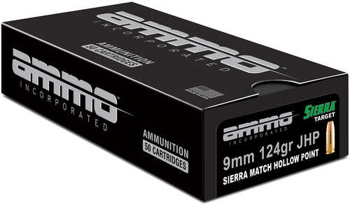 Ammo Incorporated 9124jhpsrr50 <span style="font-weight:bolder; ">9mm</span> Luger 124 Gr Sierra Match Hollow Point 50 Bx/ 20 Cs