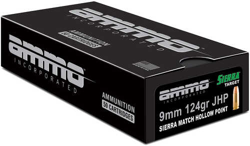 Ammo Incorporated 9124jhpsrr50 9mm Luger 124 Gr <span style="font-weight:bolder; ">Sierra</span> Match Hollow Point 50 Bx/ 20 Cs
