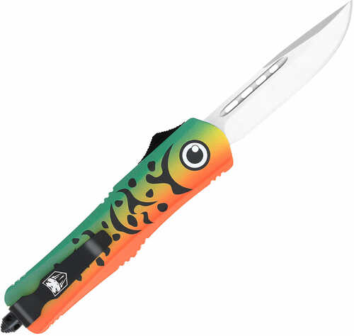 Cobratec Knives Mflgnfs3dns Fs-3 Medium 3" Otf Drop Point Plain D2 Steel Blade 4.50" Green Fishing Lure Aluminum Cerakot