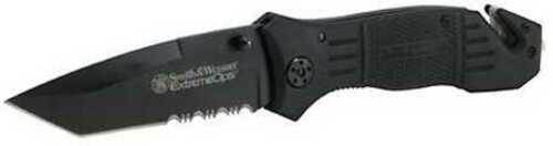Smith & Wesson Knives Swfr2scp Extreme Ops 3.30" Folding Tanto Part Serrated Stainless Steel Blade 4.70" Black Includes