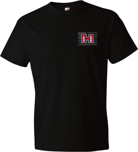 Click to see larger image. Hornady Gear 30764 T-shirt Blue Line Black Short Sleeve Xl