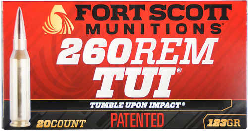 Fort Scott Munitions 260123SCV2 Tumble Upon Impact (TUI) 260 Rem 123 Grain Solid Copper Spun (SCS) 20 Per Box