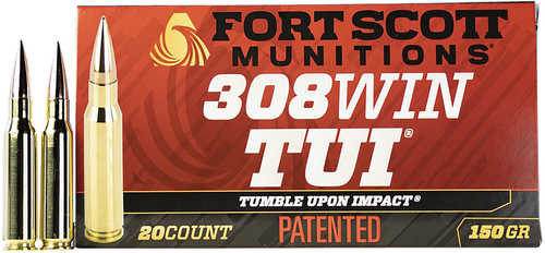 Fort Scott Munitions 308150SCV2 Tumble Upon Impact (TUI) .308 Win 150 Grain Solid Copper Spun (SCS) 20 Per Box