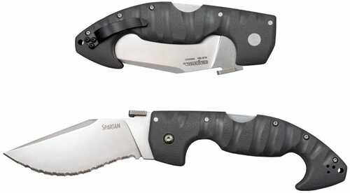 Cold Steel Cs21ss Spartan 4.50" Folding Clip Point Serrated Satin Griv-ex Blade/6" Black Contoured Handle Includ