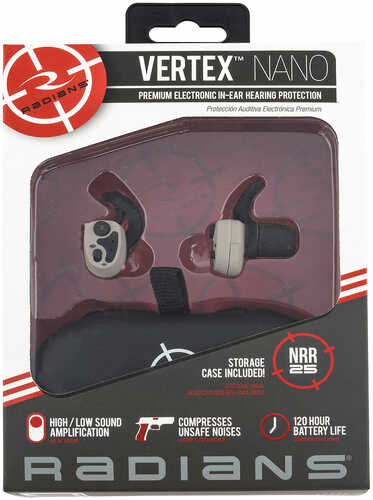 Radians Vxbtac10 Vertex Electronic Ear Buds 85 Db In The Ear Black/gray