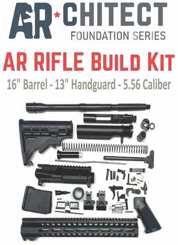 Bowden Tactical AR Rifle Build Kit Complete, 13" M-Lok Handguard, Mil-Spec Parts, Flip Up Sights