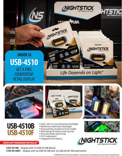 Bayco Nightstick CTD-4510M1 (6) USB4510B and (6) USB4510F Retail Display