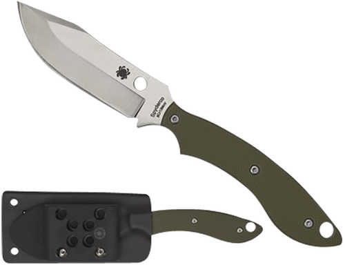 Spyderco FB49GPOD Stok 2.95" Fixed Bowie Plain Stonewashed 8Cr13MoV SS Blade/Olive Drab Textured G10 Handle Includes She