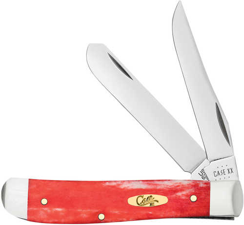 Case 10761 Dark Red Bone Trapper Mini Folding Spear/Pen Plain Mirror Polished Tru-Sharp SS Blade/Smooth Dark Red/Pinched