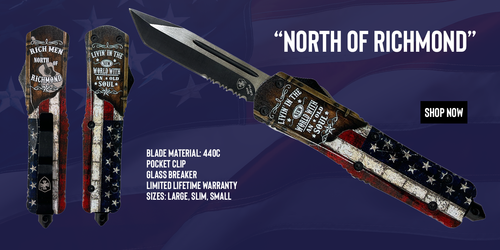 Templar Knife Lnor131 North Of Richmond Large 3.50" Otf Dagger Plain Black Oxide 440c Ss Blade, 5.25" Red/white/blue W/"