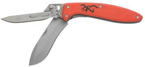 Browning 3220462 Primal Scalpel 2 2.75" Folding Drop Point/Scalpel Plain Blaze Orange 8Cr13MoV SS Blade, Blaze Orange Po