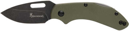 Browning 3220504b Hidden Hollow Edc Small 2.25" Folding Drop Point Plain Black Oxide Stonewashed D2 Steel Blade, Od Gree