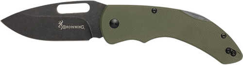 <span style="font-weight:bolder; ">Browning</span> 3220506b Hidden Hollow Edc Large 3" Folding Drop Point Plain Black Oxide Stonewashed D2 Steel Blade, Od Green G
