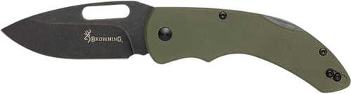 Browning 3220506b Hidden Hollow Edc Large 3" Folding Drop Point Plain Black Oxide Stonewashed D2 Steel Blade, Od Green G