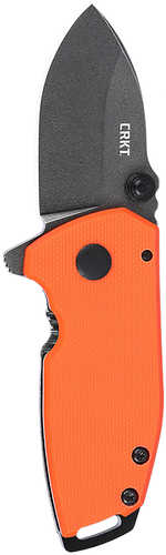 CRKT 2486 Squid Compact 1.75" Folding Drop Point Plain Stonewashed D2 Steel Blade, Blaze Orange G10/SS Handle