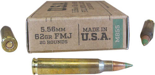 Winchester Ammo SGM855KW M855 5.56 NATO 62 Gr Full Metal Jacket 20 Per Box