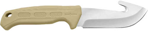 Click to see larger image. Walker's Roto 4" Fixed Drop Point/gut Hook Plain Satin 420 Steel Titanium Bonded Blade, Tan Pp/tpr Handle