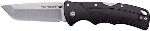 Cold Steel Csflc3tssz Verdict Edc 3" Tanto Plain Folding 4116 Krupp Ss Blade, Black Textured Gfn Handle