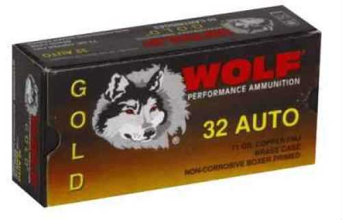 32 ACP 50 Rounds Ammunition Wolf Performance Ammo 71 Grain Full Metal Jacket