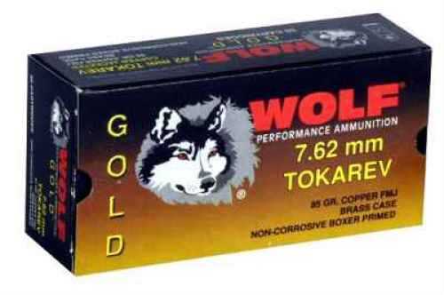 7.62X25mm Tokarev 50 Rounds Ammunition Wolf Performance Ammo 85 Grain Full Metal Jacket