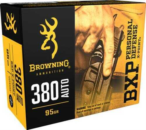 380 ACP 20 Rounds Ammunition Browning 95 Grain Hollow Point