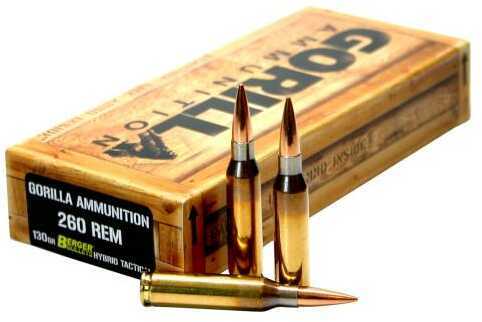 260 Remington 20 Rounds Ammunition Gorilla Company 130 Grain Hollow Point