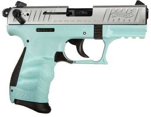 Pistol Walther Arms 5120362 P22 *CA Compliant* Single/Double 22 LR 3.4" 10+1 Angel Blue Polymer Grip/Frame