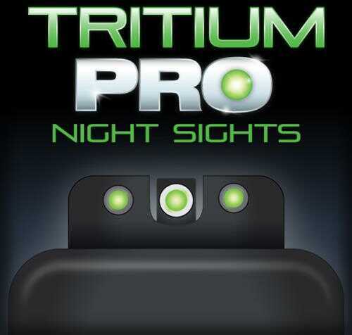 Truglo TG-TG231F3W Tritium Pro Night Sights Square Green W/White Outline Front/Green U-Notch Rear Nitride Fortress Frame