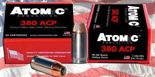 380 ACP 20 Rounds Ammunition Atomic 90 Grain Hollow Point