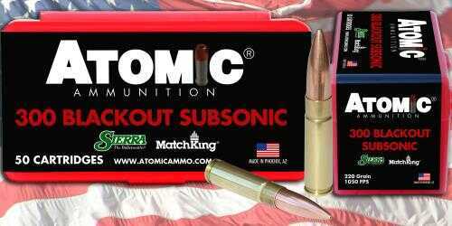 300 AAC Blackout 50 Rounds Ammunition Atomic 220 Grain Hollow Point Boat Tail