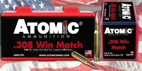 308 Winchester 50 Rounds Ammunition Atomic 168 Grain Hollow Point