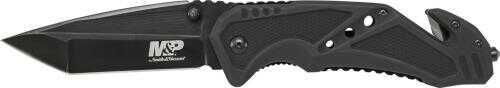 Schrade SWMP11B M&P Knife 3.79" 7Cr17MoV Stainless Steel Tanto Aluminum Black