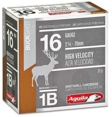 16 Gauge 25 Rounds Ammunition Aguila 2 3/4" 1 1/8 oz Lead #1 Buck