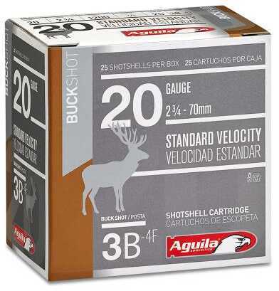 20 Gauge 25 Rounds Ammunition Aguila 2 3/4" 7/8 oz Lead #3 Buck