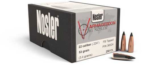 <span style="font-weight:bolder; ">Nosler</span> Varmageddon .224 Caliber 53 Grains Flat Base Tipped Bullets 250 Box