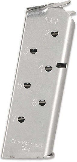 Chip McCormick Custom 7 Round 45 ACP Officers Model Magazine With Stainless Finish Md: 14120