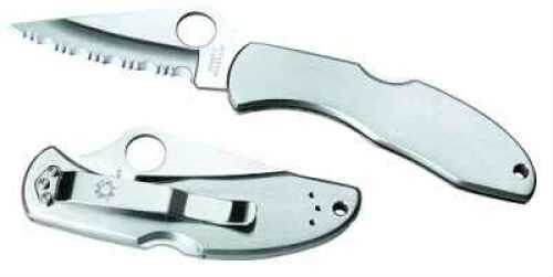 Spyderco Folding Knife With Clip Point Blade/Stainless Steel Handle/Serrated Edge Md: C11S