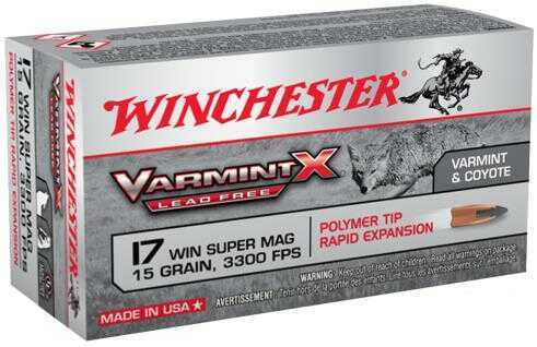 17 Winchester Super Mag 50 Rounds Ammunition 15 Grain Polymer Tip